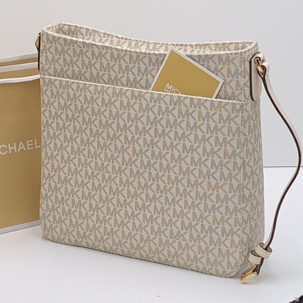 Michael Kors Jet Set Travel Large Messenger Crossbody Bag Light Cream Multi - Picture 7 of 16